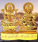 Metal Laxmi Kuber Diwali special idol, intricately designed Indian god figurine