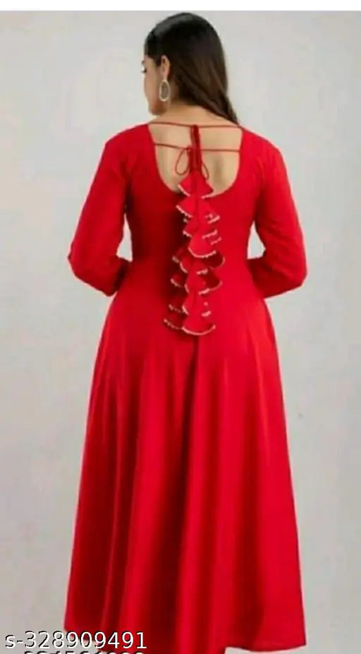 Red rayon three-quarter sleeve jumkaa, solid design on Indian clothing rack