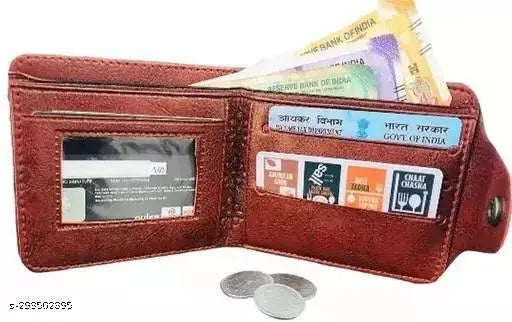 Textured synthetic brown wallet, perfect gift for men on special occasions like birthday, anniversary, Father's Day, or friendship day