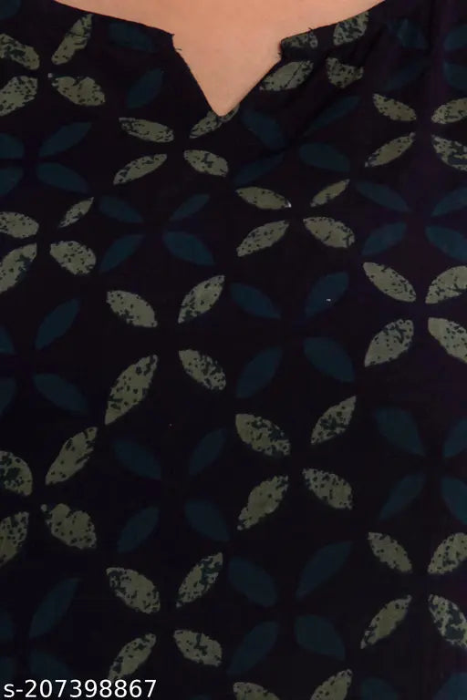 Women's cotton printed night suit top and payjama - three-quarter sleeves, printed pattern on cotton fabric, size S from India