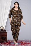 Yashvi Pure Rayon Nightsuit for Women - Printed rayon pyjamas with three-quarter sleeves, available in sizes S-XXL