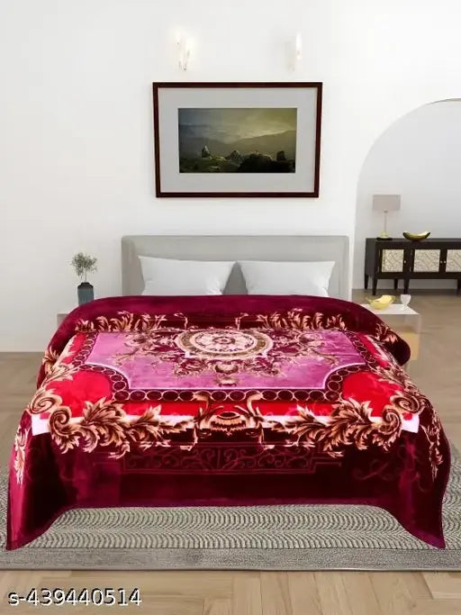 Woolen floral double bed blanket for heavy winter, may not match photo. High-quality Indian-made blanket ideal for cold seasons