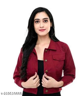 Cotton jackets & waistcoats for women & girls, solid color, long sleeves, India-made fashionable outerwear