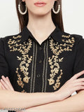 Rayon embroidered women's top - three-quarter sleeves, stylish and comfortable, India origin