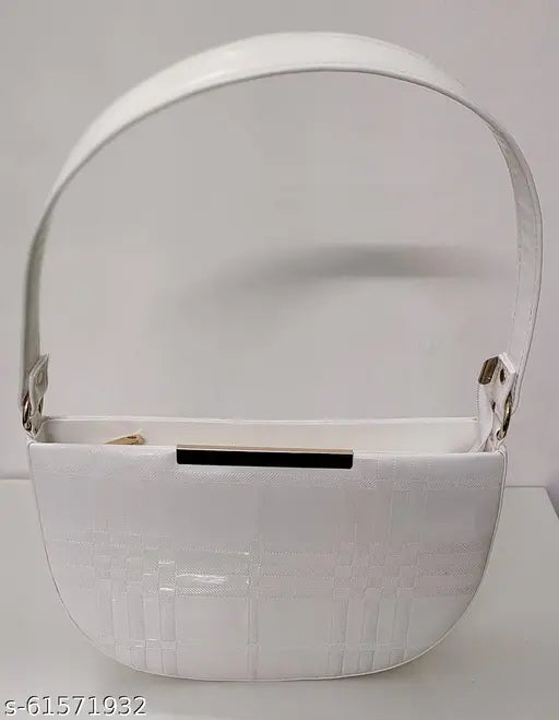 White synthetic slingbag, lightweight design with short handle, perfect for daily essentials, India-made