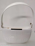 White synthetic slingbag, lightweight design with short handle, perfect for daily essentials, India-made