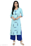 Fashionable women's cotton kurta set with palazzos, three-quarter sleeves, embroidered net, size S-XL. Made in India." (125 characters)