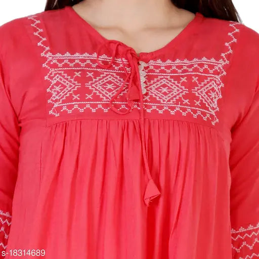 Multicolor embroidered net crepe top, satin sleeves, trendy women's fashion, India-made