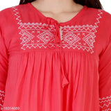 Multicolor embroidered net crepe top, satin sleeves, trendy women's fashion, India-made