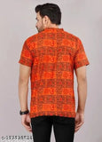 Rayon short-sleeved western wear kurti with beautyfull Om print for men, Indian origin
