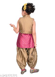 Pink jacquard printed designer Kurta patiala salwar suit with jacket and dupatta for girls, Hariyal Creation Indian ethnic party/casual wear on display stand