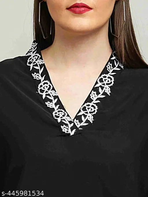 Gorgeous look black embroidered coord set with heavy embellishments for women, viscose rayon fabric - Indian ethnic wear in various sizes (S-5XL)