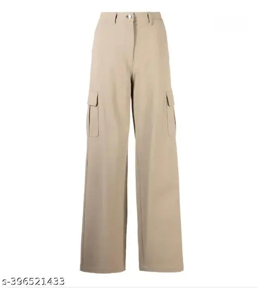 Casual cotton lycra high-waisted wide-legged tapered pants for women, solid pattern, multiple sizes available from India