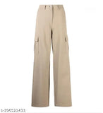 Casual cotton lycra high-waisted wide-legged tapered pants for women, solid pattern, multiple sizes available from India