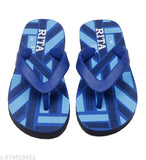 Blue rubber kids flip flops with printed net pattern, Indian origin for ages 3-10