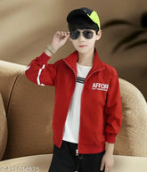 Silk Blend Boys Zipper Jacket, solid pattern, long sleeves. Comfortable and durable for colder days, perfect for casual or outdoor occasions. Made in India