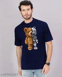 Oversized cotton printed t-shirt for men, loose and funky, available in 9 sizes (S-6XL) and 8 colors (Black to White), made in India