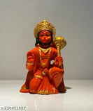 Durable polyresin Hanuman Ji modern posture idol, perfect for car dashboard or home decor. Indian-made religious artwork brings spiritual touch to living room or prayer room