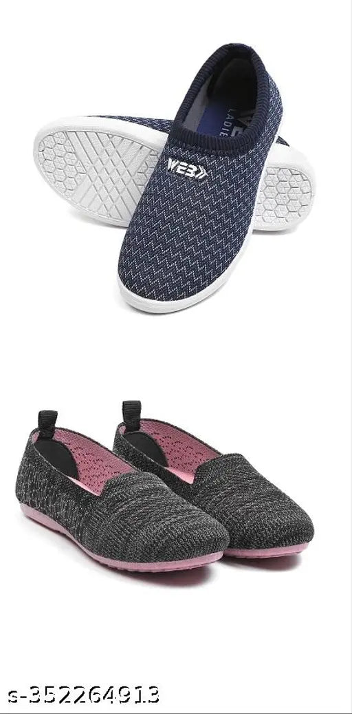 Indian-made high quality mesh women's Bellies sneakers combo, embellished loafers for daily walking - durable, lightweight, diabetic and orthopedic