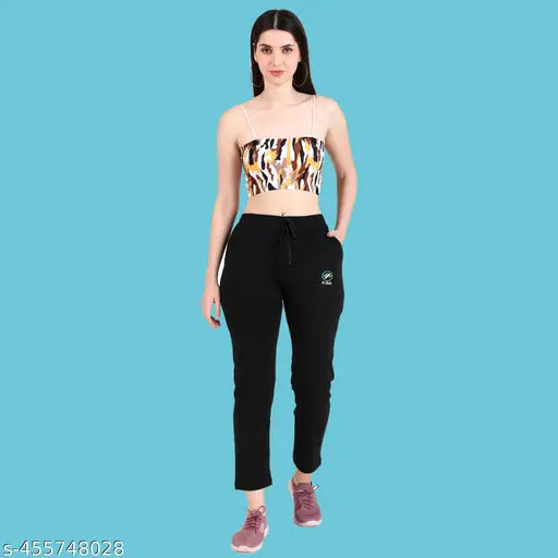 Trendy cotton blend printed women's trackpants for casual wear, featuring a net pattern and great stitching. Available in sizes S-XXL, made in India
