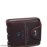 Faux leather BMW mens trading wallet, textured net design with 2 compartments, free size accessory