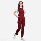 Solid rayon women's dungaree, short sleeves, solid pattern, size L for bust 38", length 51", waist 32", hip 40