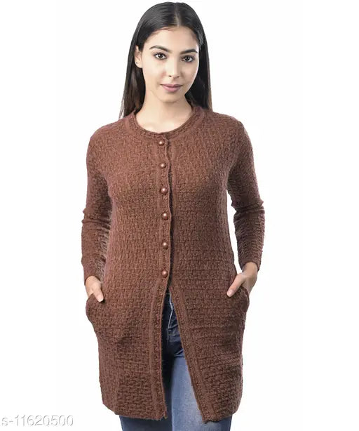 Acrylic Ogarti women's long cardigan, self-designed knitted woolen sweater for winter