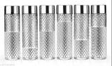 White & silver, premium 1000ml water bottle set (6 pcs) - BPA-free plastic for fridge use