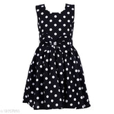 Polka dot crepe frock, 9-10 years, casual wear for girls, India-made