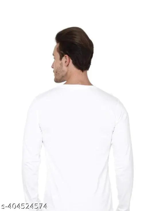 White printed round neck full sleev polyester t-shirts, long sleeve, size S-XL for women, Indian origin
