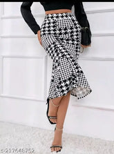 Printed net polycotton western skirt for women, fashionable and glamorous, size 30 (waist 30in, length 28in)