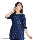 Rayon printed nightsuit for women, three-quarter sleeves, Indian origin