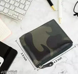 Men's casual trendy army faux leather zipper wallet, RFID blocking for secure storage, 2 compartments, free size (11cm x 9cm)