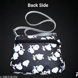 Floral multi-pocket crossbody purse bag, lightweight polyester, 3 compartments, floral pattern, free size (10x2x8 in), ideal for travel and everyday use by women, teens, or juniors