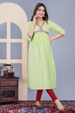 Rayon slub embroidered aliya anarkali kurta for women, single color and three-quarter sleeves in festive or party look