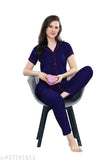 Imported satin printed night suit with short sleeves, pack of 1 on mannequin
