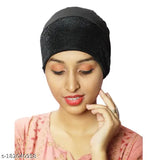 Cotton canvas shimmer cap pack: 3 under hijab, black-white-golden