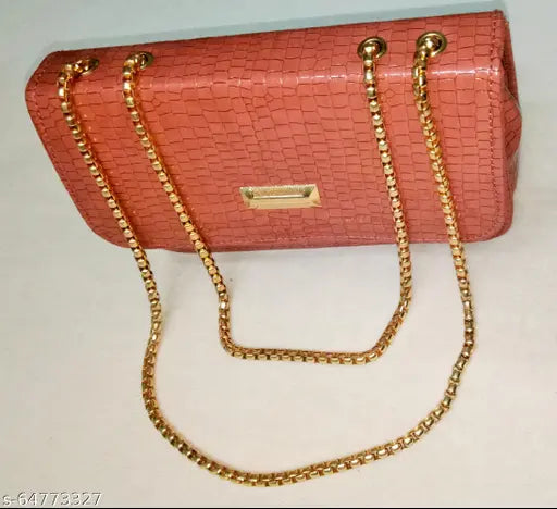 Copper PU croc-design sling bag with 2 compartments and free size (8x4x5in) for daily wear and casual events