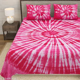 Jaipuri Shibori Bandhej Tie and Dye King Size 100% Cotton Bedsheet with 2 Stitched Pillow Covers, botanical pattern, superfine quality, ideal for summer