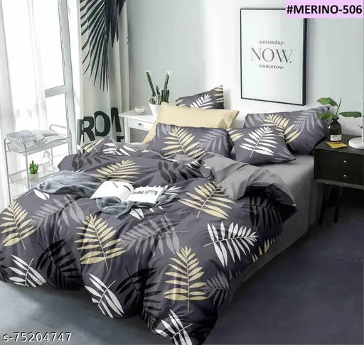 3D Printed Glace Cotton Double Bedsheet with 2 Pillow Covers, fine quality for adults, made in India