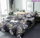 3D Printed Glace Cotton Double Bedsheet with 2 Pillow Covers, fine quality for adults, made in India