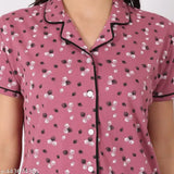 WOEMUR cotton sleep night suit set for women, stylish printed design in vibrant colors, versatile loungewear