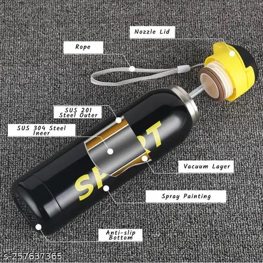 Vacuum-insulated stainless steel sipper water bottle for kids, multicolor with pop-up silicone straw and leak-proof lid, durable construction keeps drinks hot or cold for 12 hours