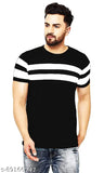 Black 100% pure cotton men's round neck regular fit half sleeve t-shirt, fresh and trendy design for modern Indian fashion