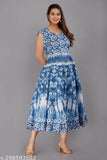 Blue 100% pure cotton midi dress for women, perfect for day to night attire. Ideal for summer events or casual wear