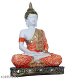 Multicolor Polyresin Meditating Lord Buddha Statue (10cm x 17cm x 22cm). Handcrafted Indian idol, perfect for home, office or as a gift