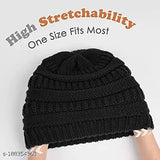 Thick soft wool acrylic knit winter beanie with fur inside, perfect for cold days