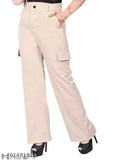 Brown cotton blend solid pant by MJ Fashion for women's fashionable wear, size 26/28/30/32/34/38/40 (waist 26-34in, length 36-37in)