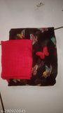 Red georgette Batar 2.0 saree with solid print and matching running blouse, Indian traditional wear