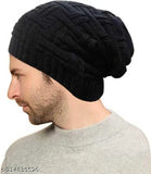 Blue woolen beanie cap, stylish self-design for men and women, SLIMSHINE onepiece from India